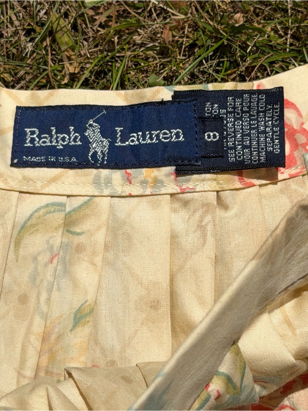 Vintage 80s Ralph Lauren Floral Skirt Size 8 Blue Label Cabbage Roses Wallpaper - Picture 3 of 9